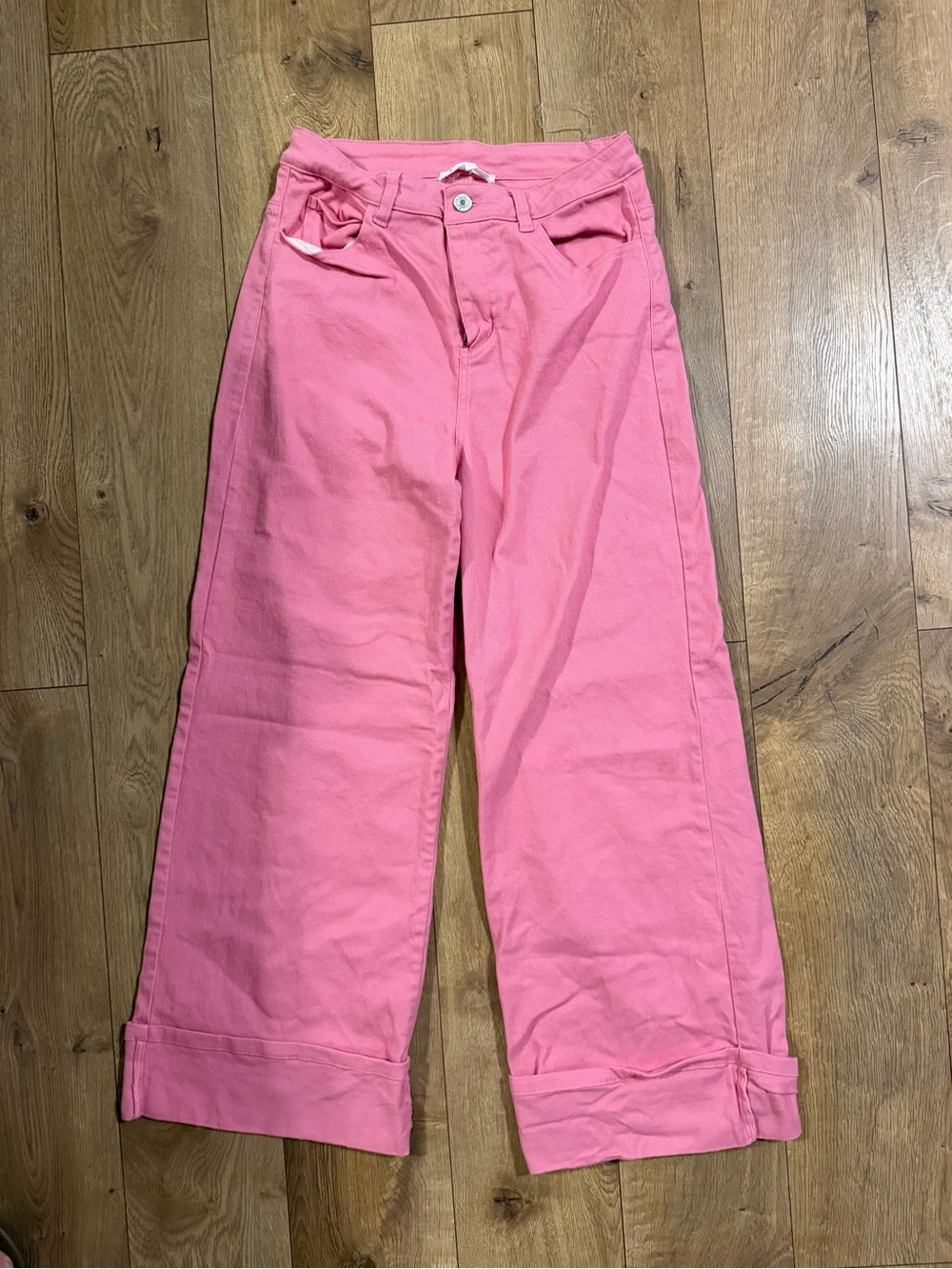 Entro Pink Wide Leg Cuffed Pants Size Small